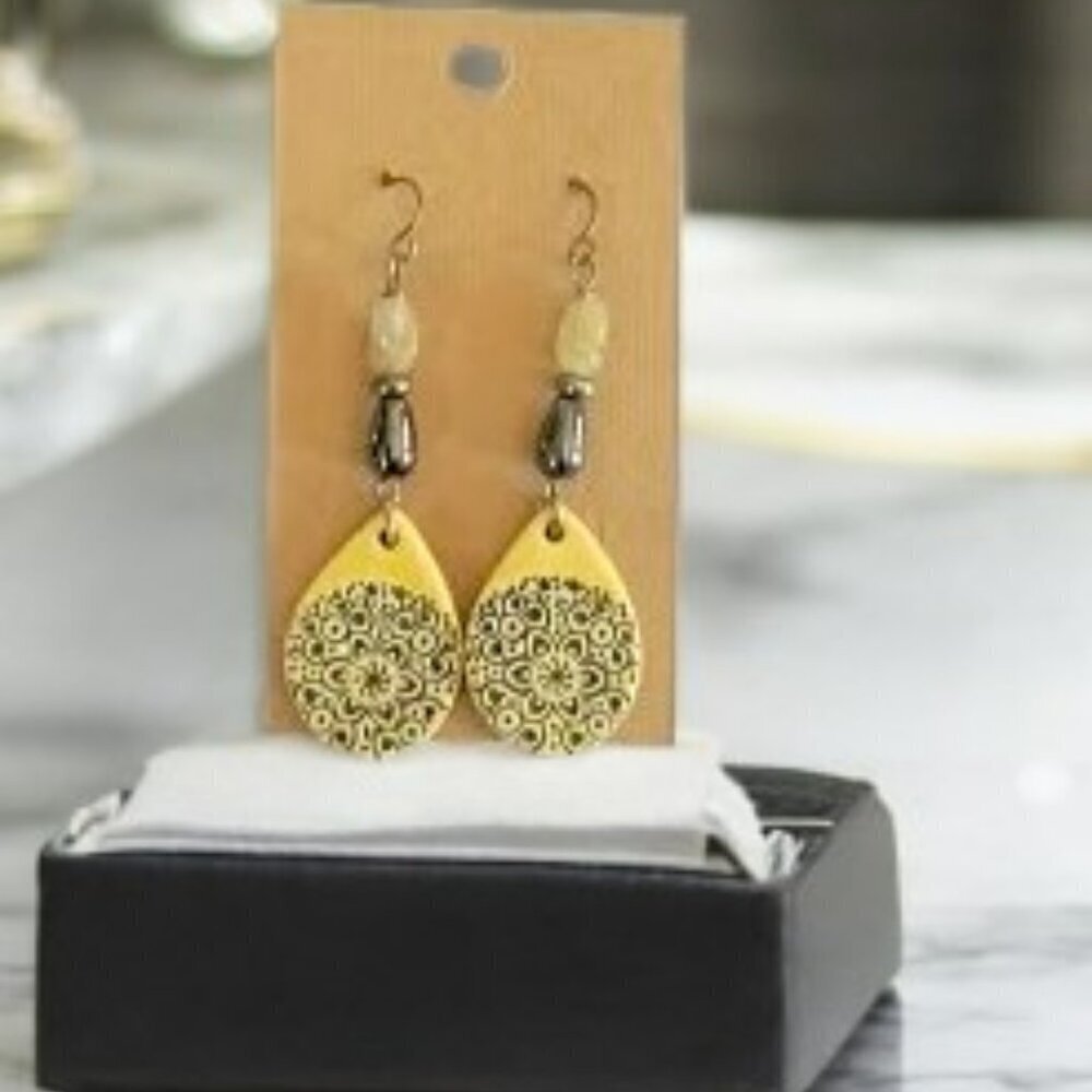 Quartz, Black Onyx Set of‎ Earrings - New - Hand Crafted - Evening